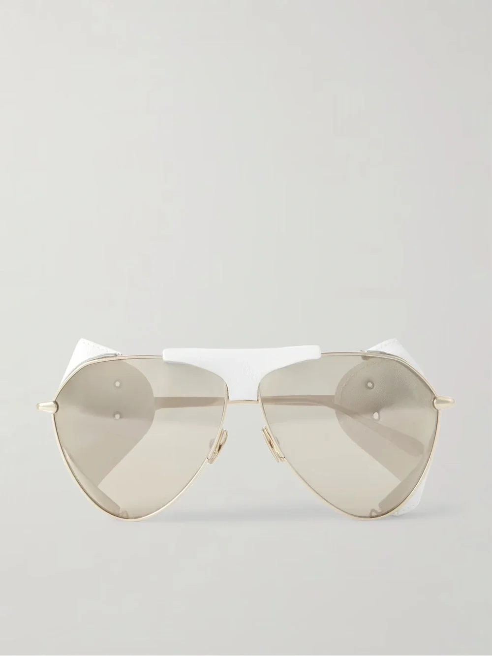 ALAÏA EYEWEAR AVIATOR-STYLE LEATHER-TRIMMED GOLD-TONE SUNGLASSES AA0067S